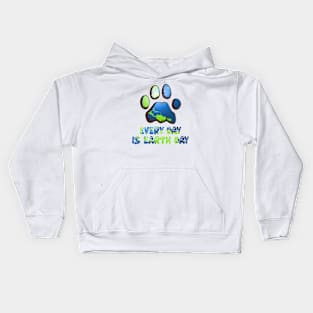 Paw Every Day Is Earth Day Kids Hoodie